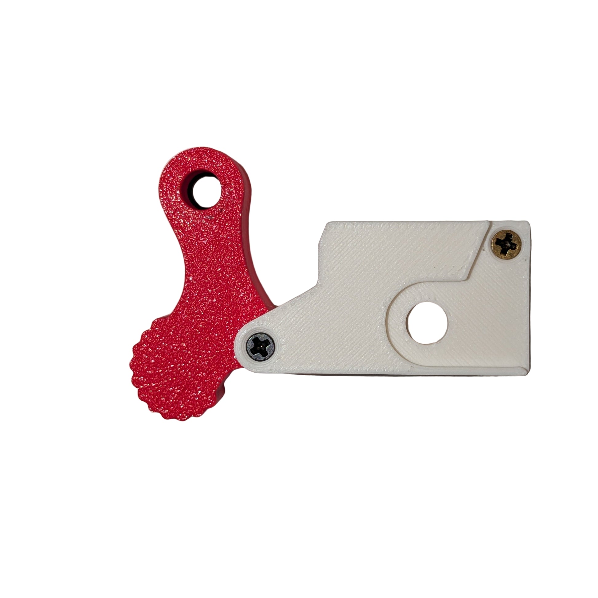 Red lever with white body example.
