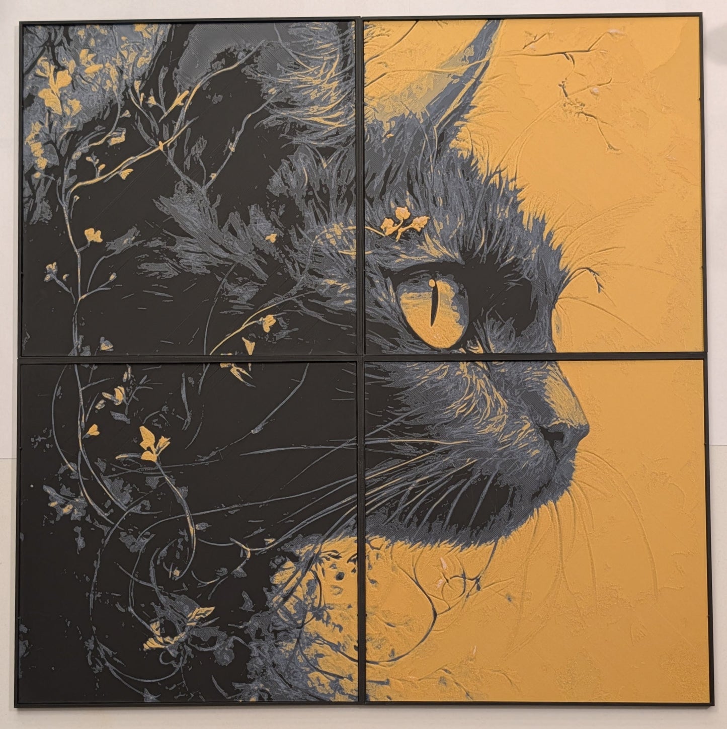 Cat with Golden Eyes - 4x Panel Hueforge Art - LARGE