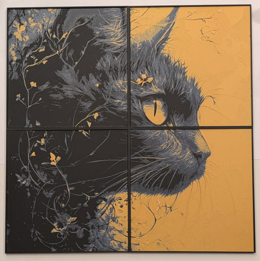 Cat with Golden Eyes - 4x Panel Hueforge Art - LARGE