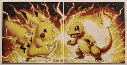 Pika vs Charmander - Pokémon Hueforge Art