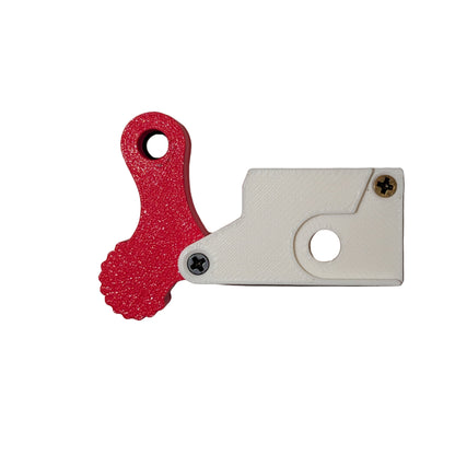 Red lever with white body example.