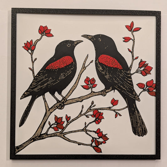 Red Winged Blackbirds - Animals Hueforge Art